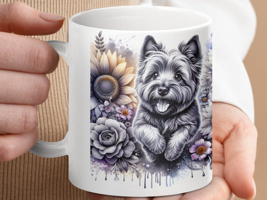 Cute Yorkshire Terrier with Floral Design Mug product