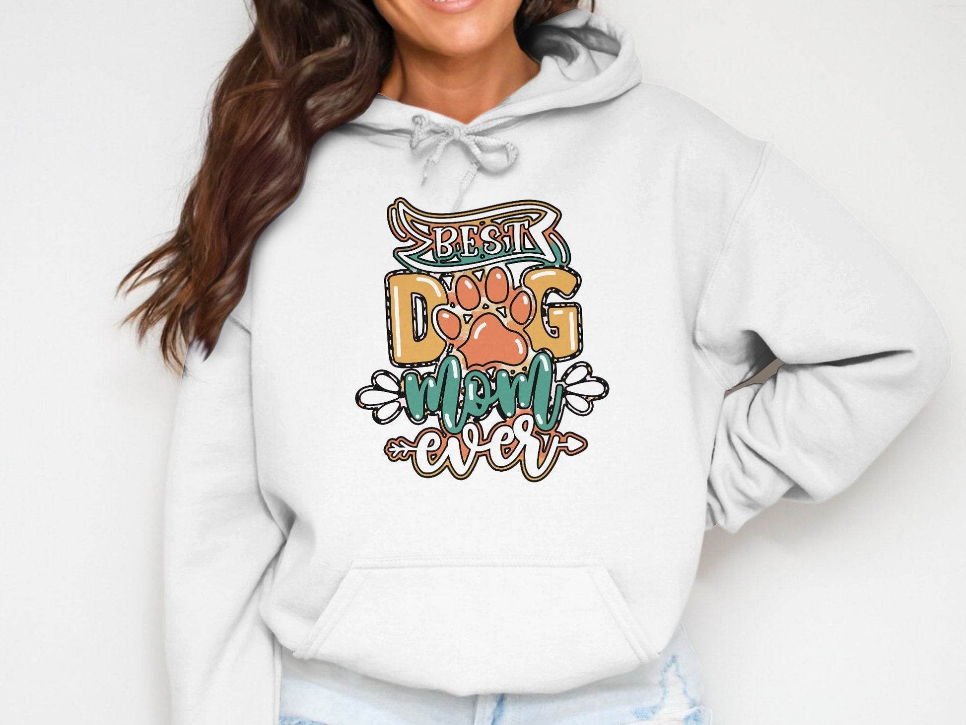 Best Dog Mom Ever Pet Paw Print Design Graphic Hoodie - Design & Vybe