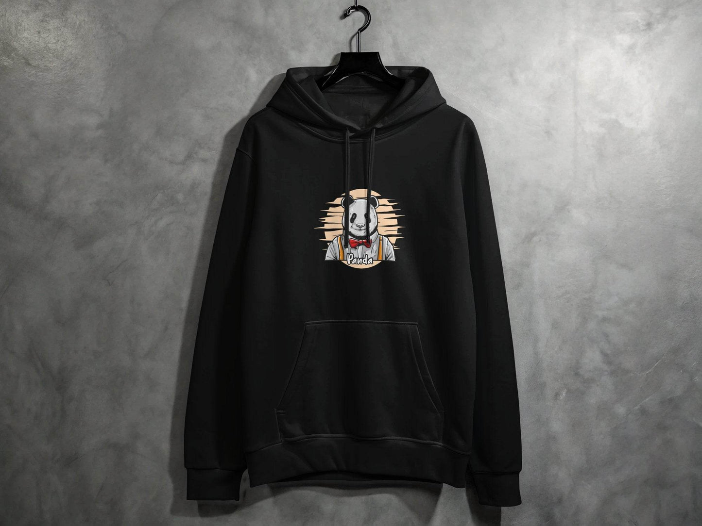 Fun Cartoon Panda Wearing Bow Tie Graphic Hoodie - Design & Vybe