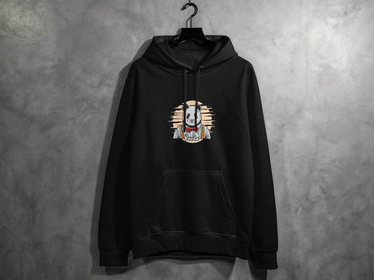 Fun Cartoon Panda Wearing Bow Tie Graphic Hoodie - Design & Vybe