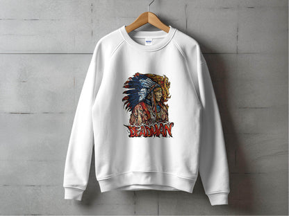 Deadman Portrait with Native American Headdress Sweater - Design & Vybe