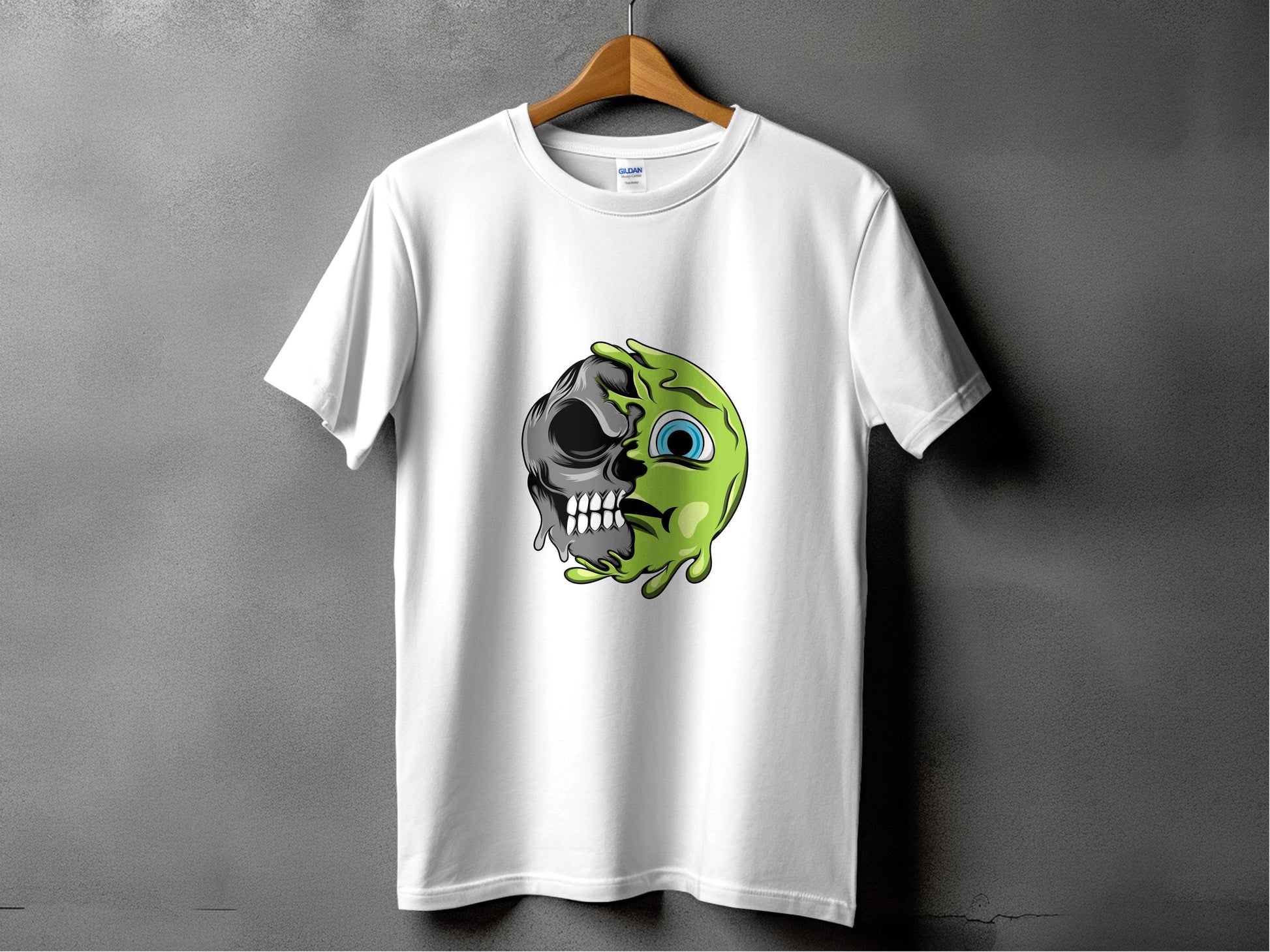 Unique Split Skull and Green Design T-shirt product type