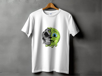 Unique Split Skull and Green Design T-shirt product type