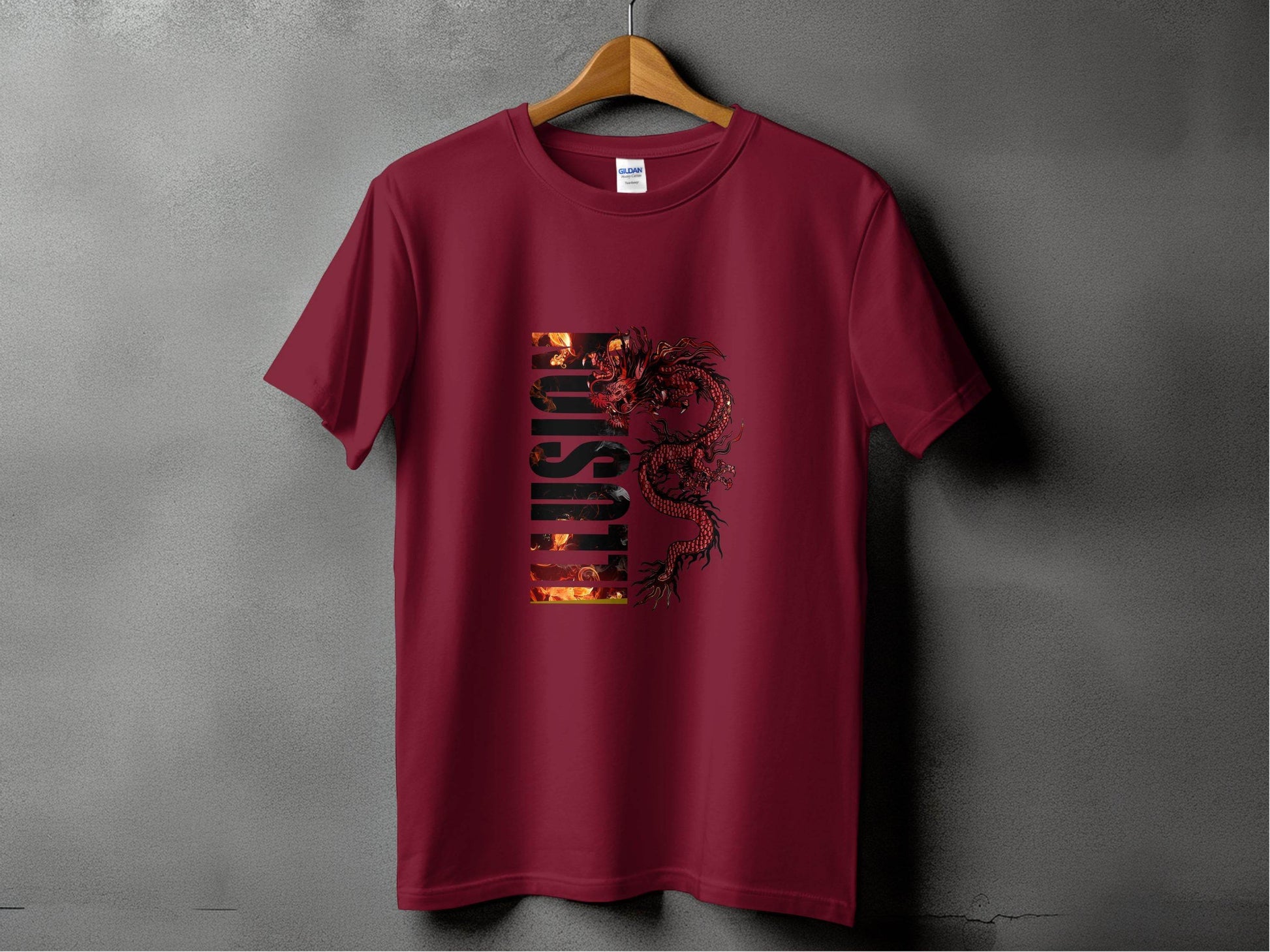 EUSTIS Dragon with Fire Text Graphic Print Design T-Shirt - Design & Vybe