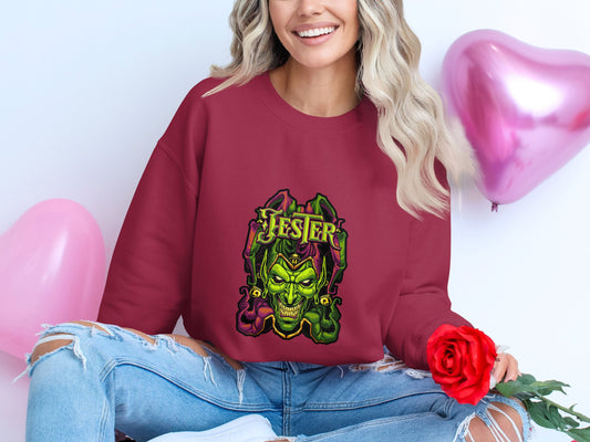 Vibrant Jester Graphic Crewneck for Trendy Fashion product