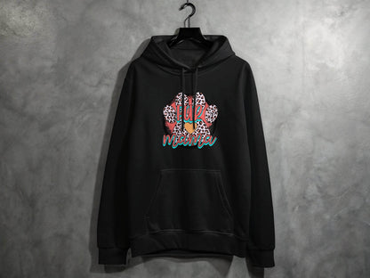 Fur Mama With Leopard Pattern Paw Print Graphic Hoodie - Design & Vybe