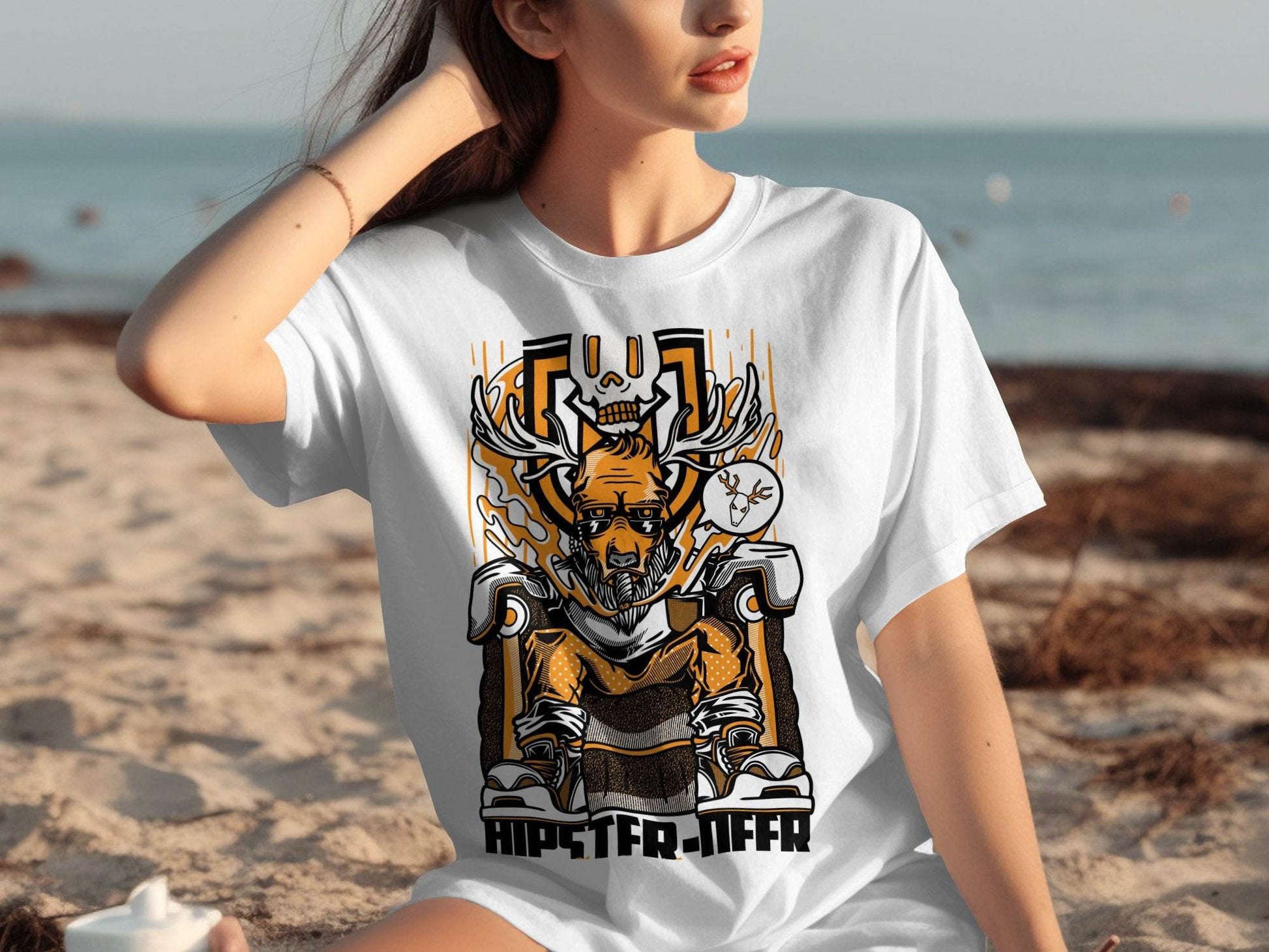 Hipster Deer Street Art Graphic Design For Casual T-Shirt - Design & Vybe