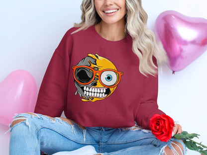 Quirky Twist Smiley Design Graphic Sweater - Design & Vybe