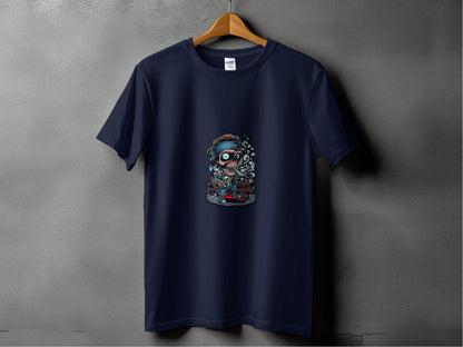 Skull On Skateboard Smoking Cartoon Art Illustration T-Shirt - Design & Vybe