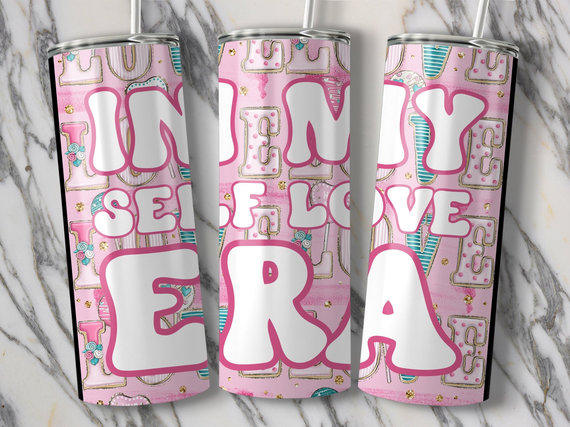 In My Self Love Era Pink and White Drinkware product