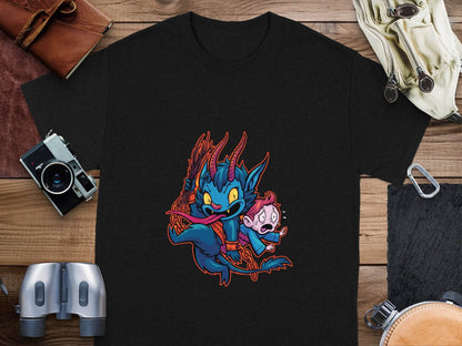 Krampus With Child Caught Illustration Cartoon T-Shirt - Design & Vybe