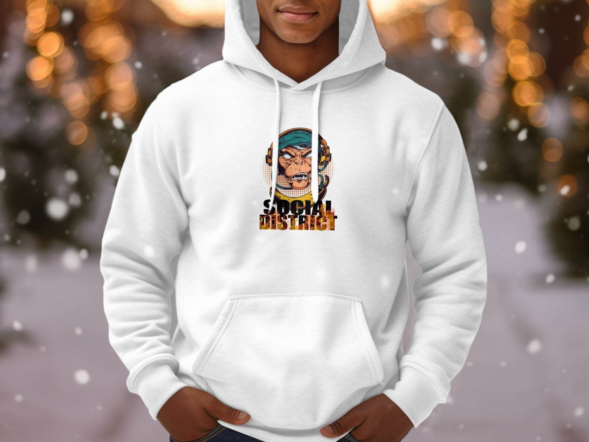 Social District Monkey with Headphones Design Hoodie - Design & Vybe