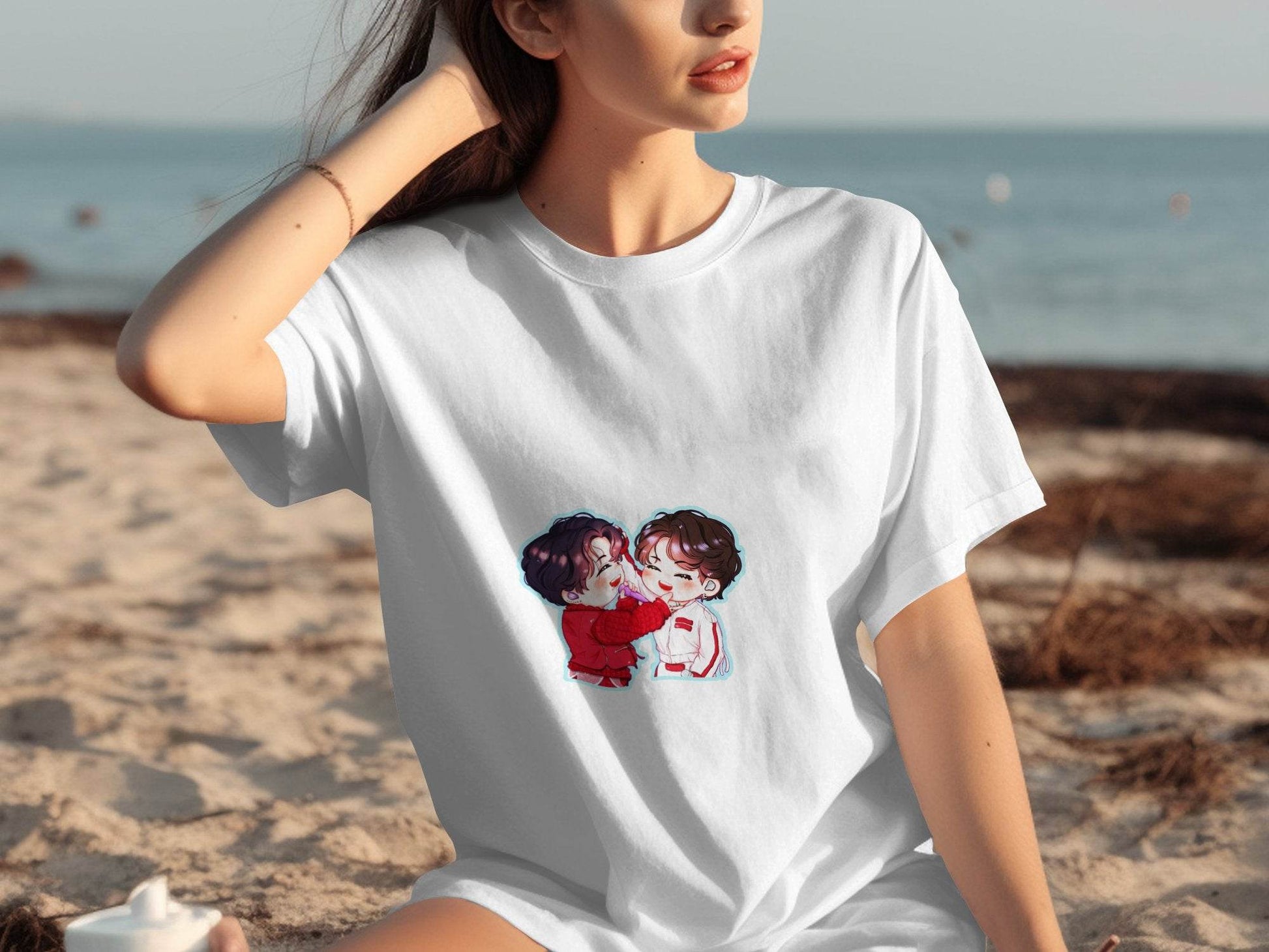 Cute Cartoon Smiling Together KPop Fan Art T-Shirt - Design & Vybe
