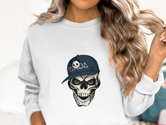 Grim Panda Skeleton on a Dark BaseBall Hat Artwork Sweater - Design & Vybe
