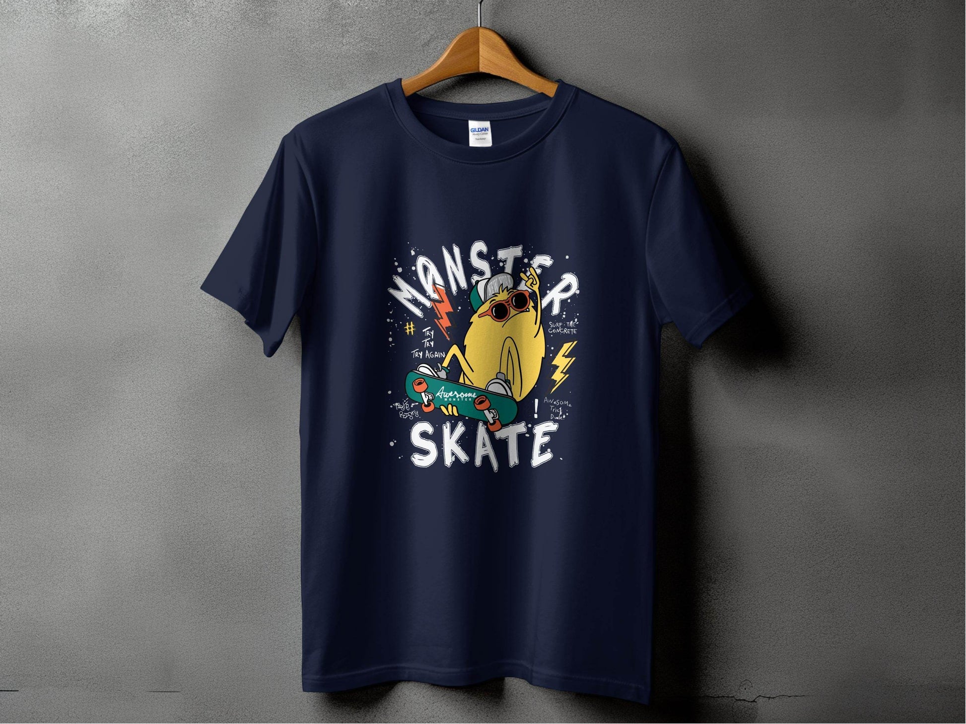 Fun Skateboarding Graphic Monster Cool T-Shirt - Design & Vybe