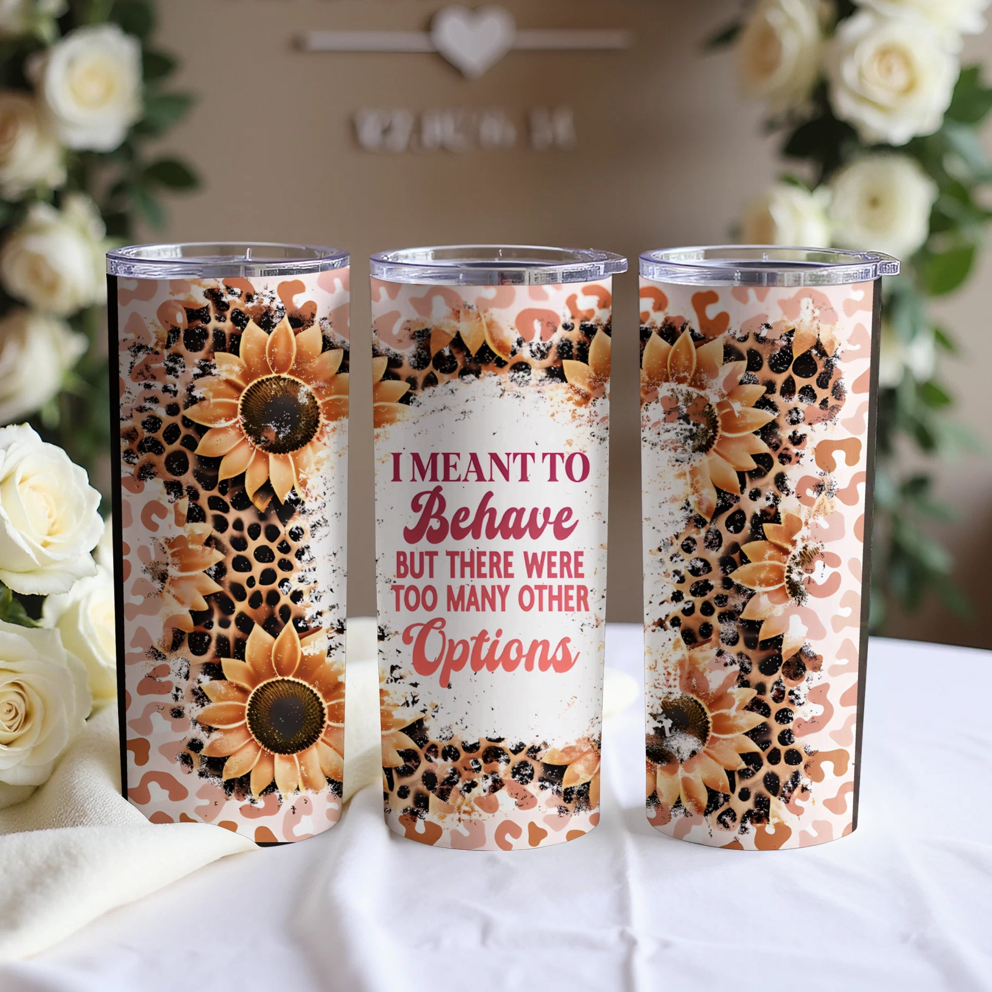 Sunflower Leopard Print Motivational Quote Tumbler product