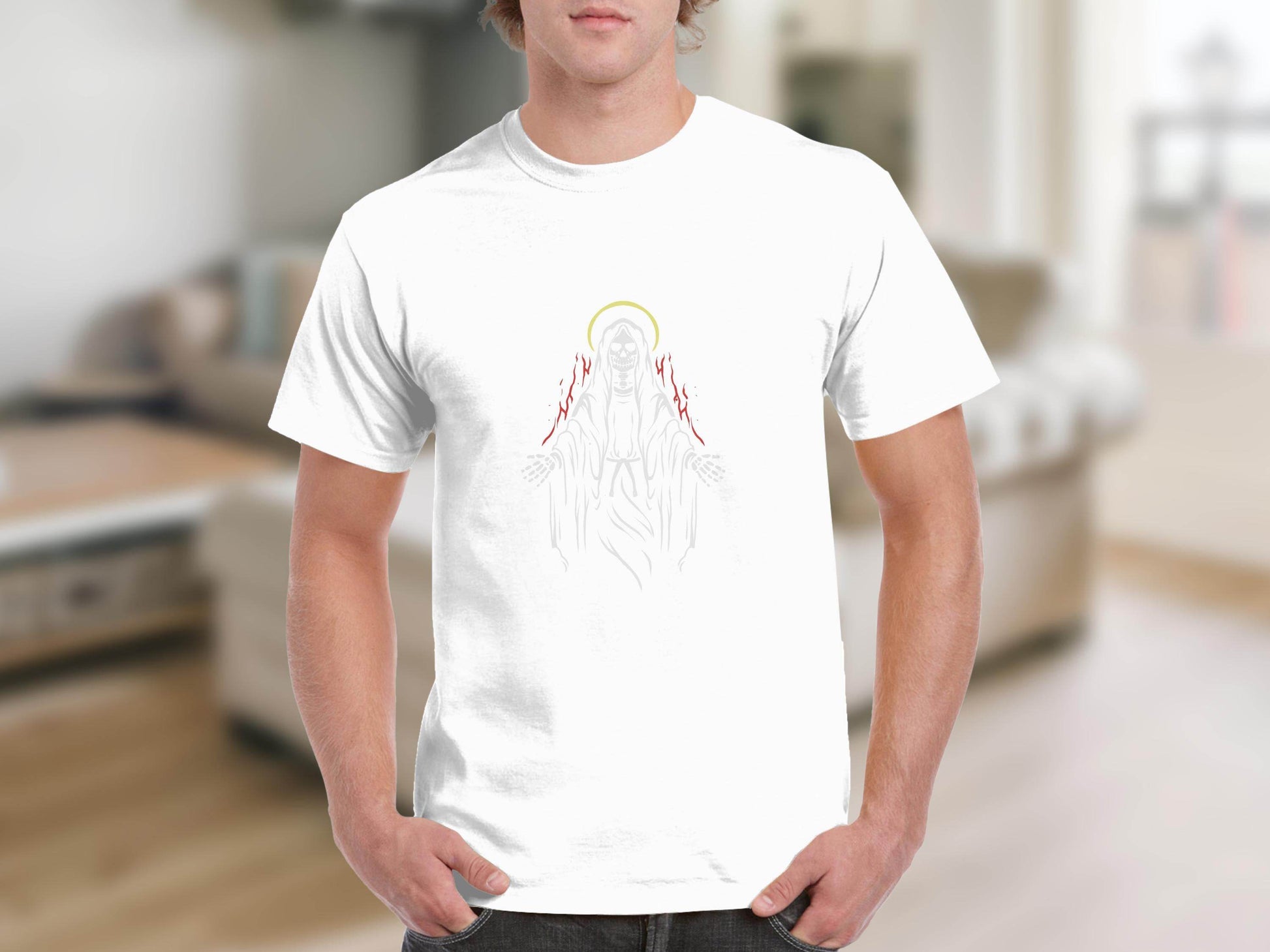 Death Halo Black Design Death in Flames Graphic T-Shirt - Design & Vybe