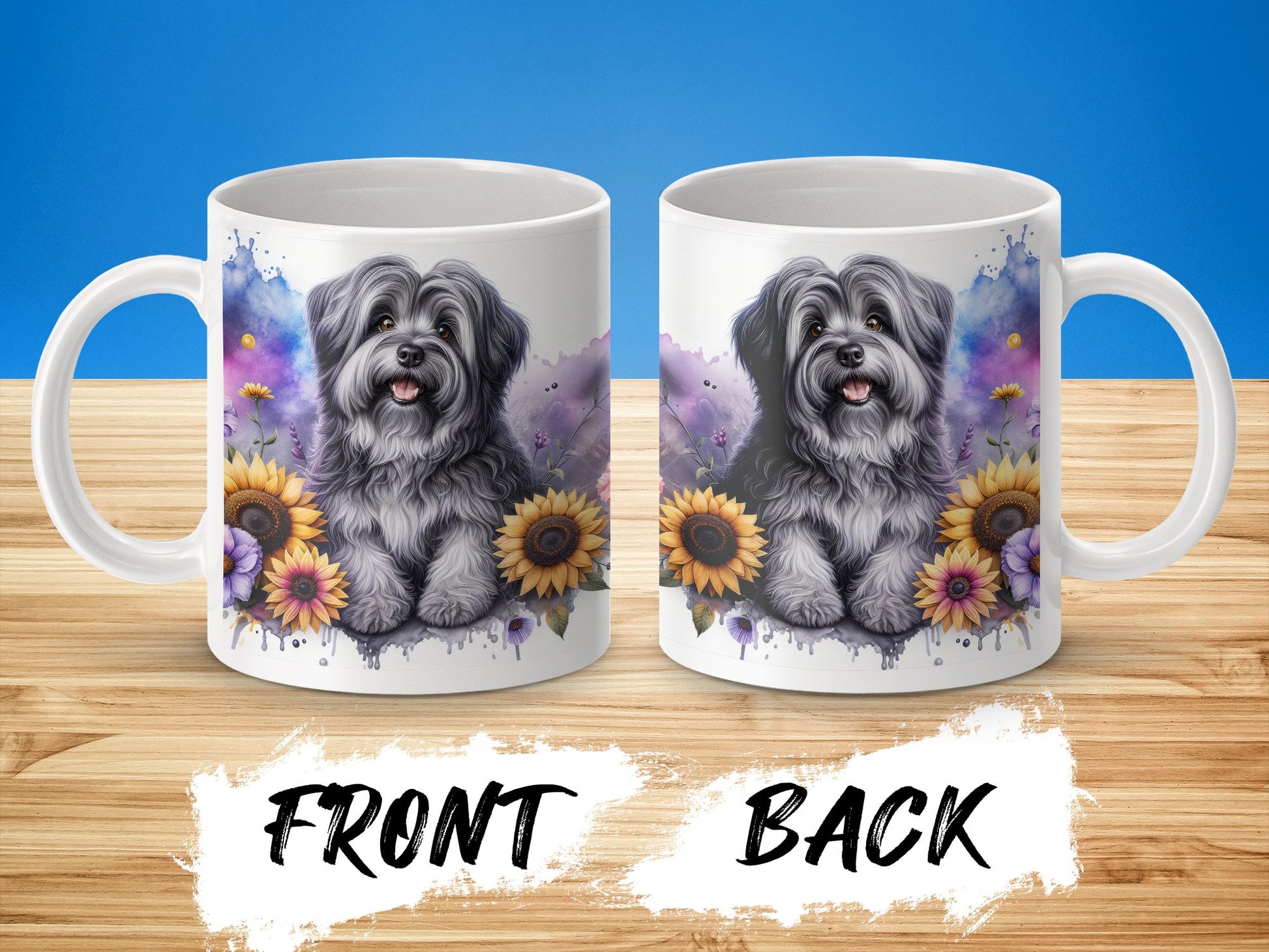 Adorable Dog and Sunflowers Design Mug product