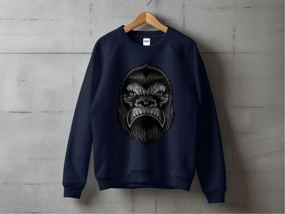 Fierce Gorilla Face Print on Dark Blue Sweatshirt product type