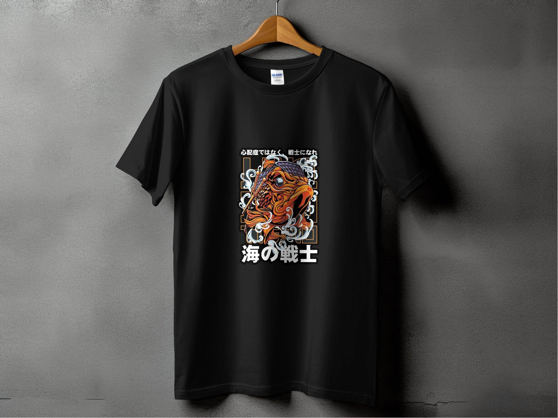 Fish Warrior With Japanese Text Graphic T-Shirt - Design & Vybe