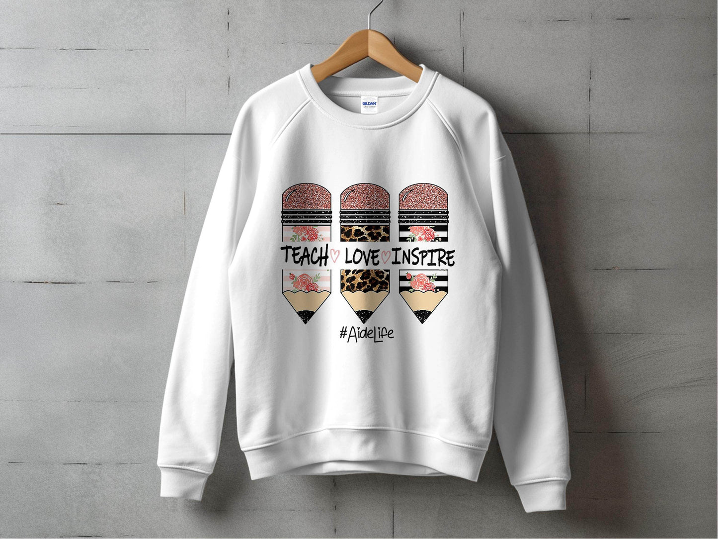 Teach Love Inspire Pencils for Teachers AideLife Sweater - Design & Vybe