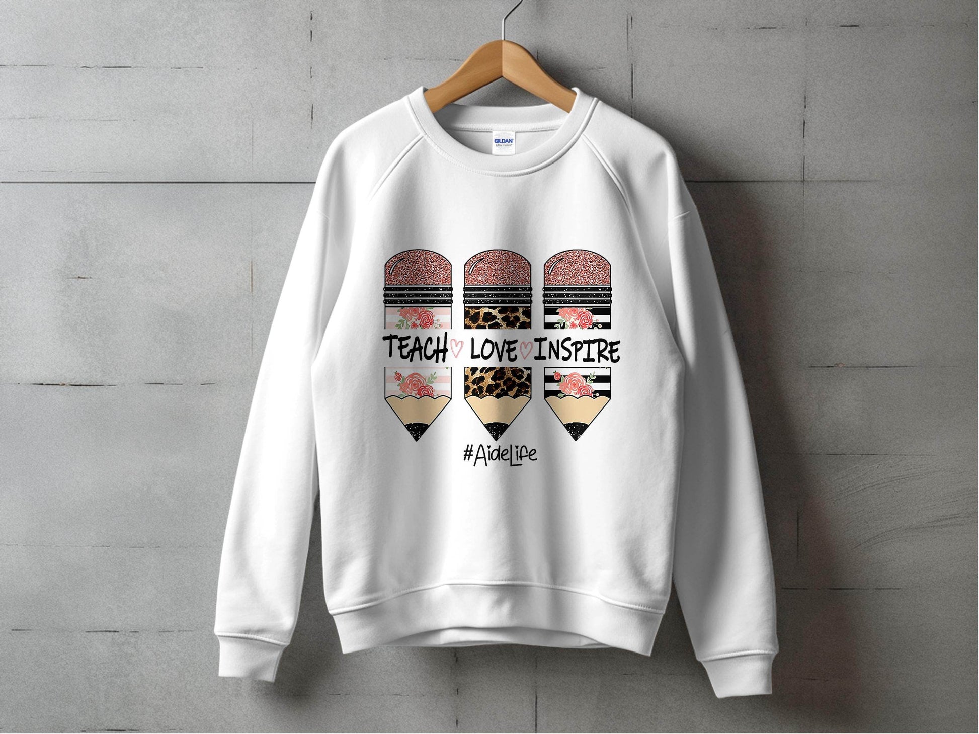 Teach Love Inspire Pencils for Teachers AideLife Sweater - Design & Vybe