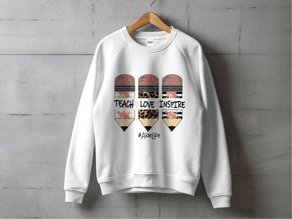 Teach Love Inspire Pencils for Teachers AideLife Sweater - Design & Vybe