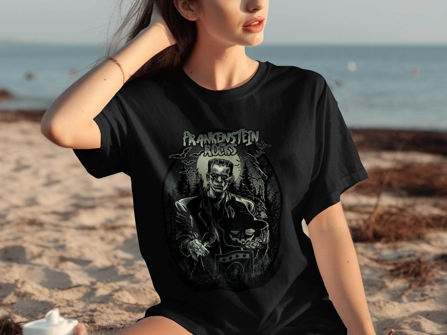 Vintage Frankenstein Rocks Graphic Design T-Shirt - Design & Vybe