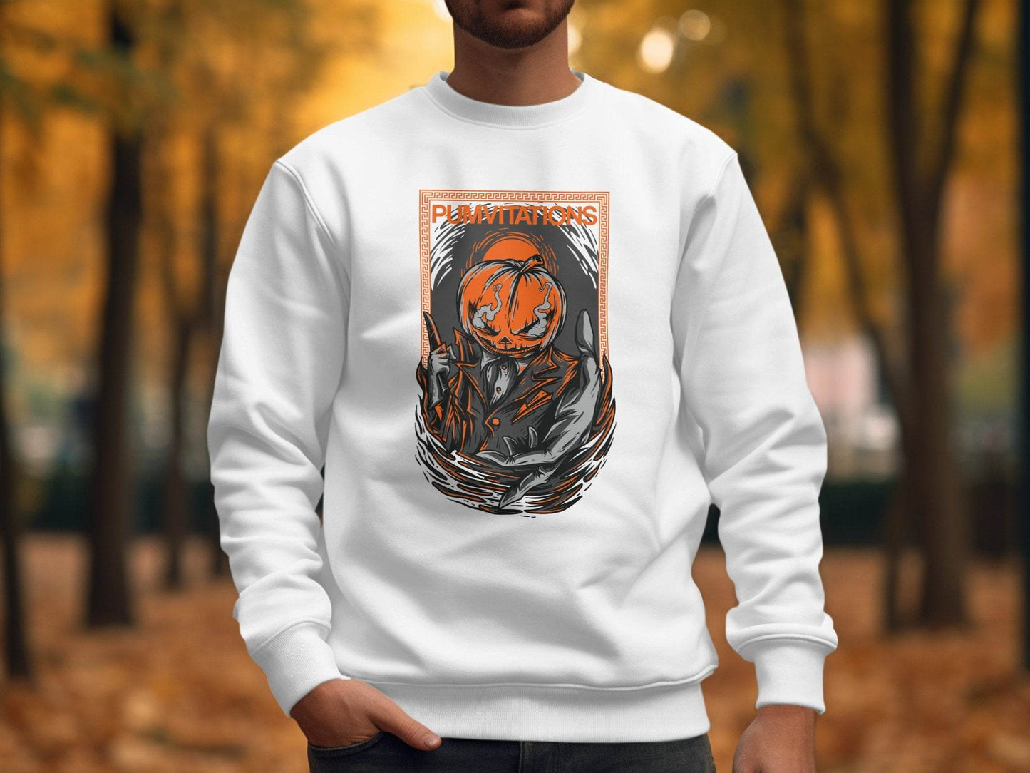 Pumvitations Design for Halloween Pumpkin Man Sweater - Design & Vybe