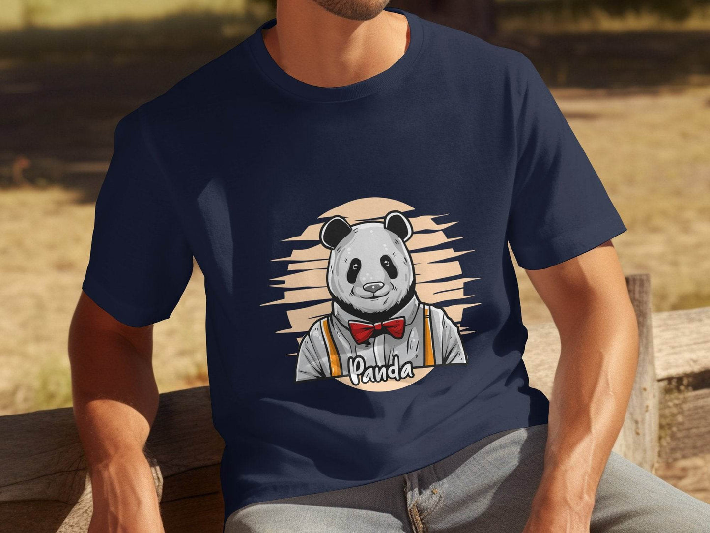 Fun Cartoon Panda Wearing Bow Tie Graphic T-Shirt - Design & Vybe