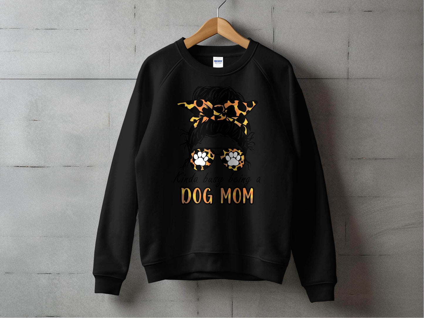 Kinda Busy Being A Dog Mom with Paw Print Glasses Sweater - Design & Vybe