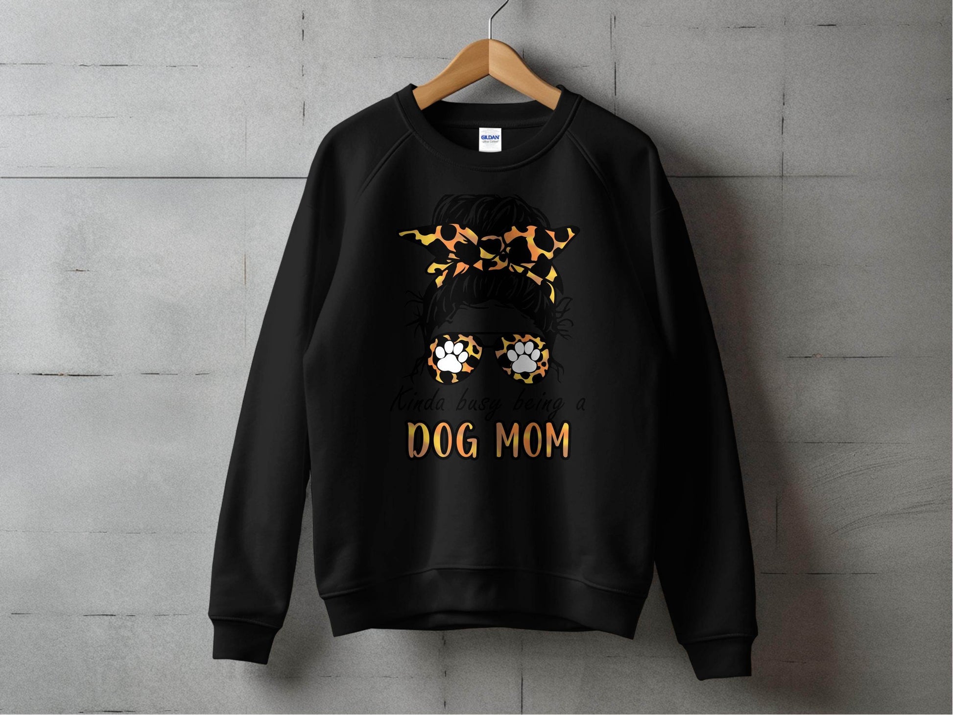 Kinda Busy Being A Dog Mom with Paw Print Glasses Sweater - Design & Vybe