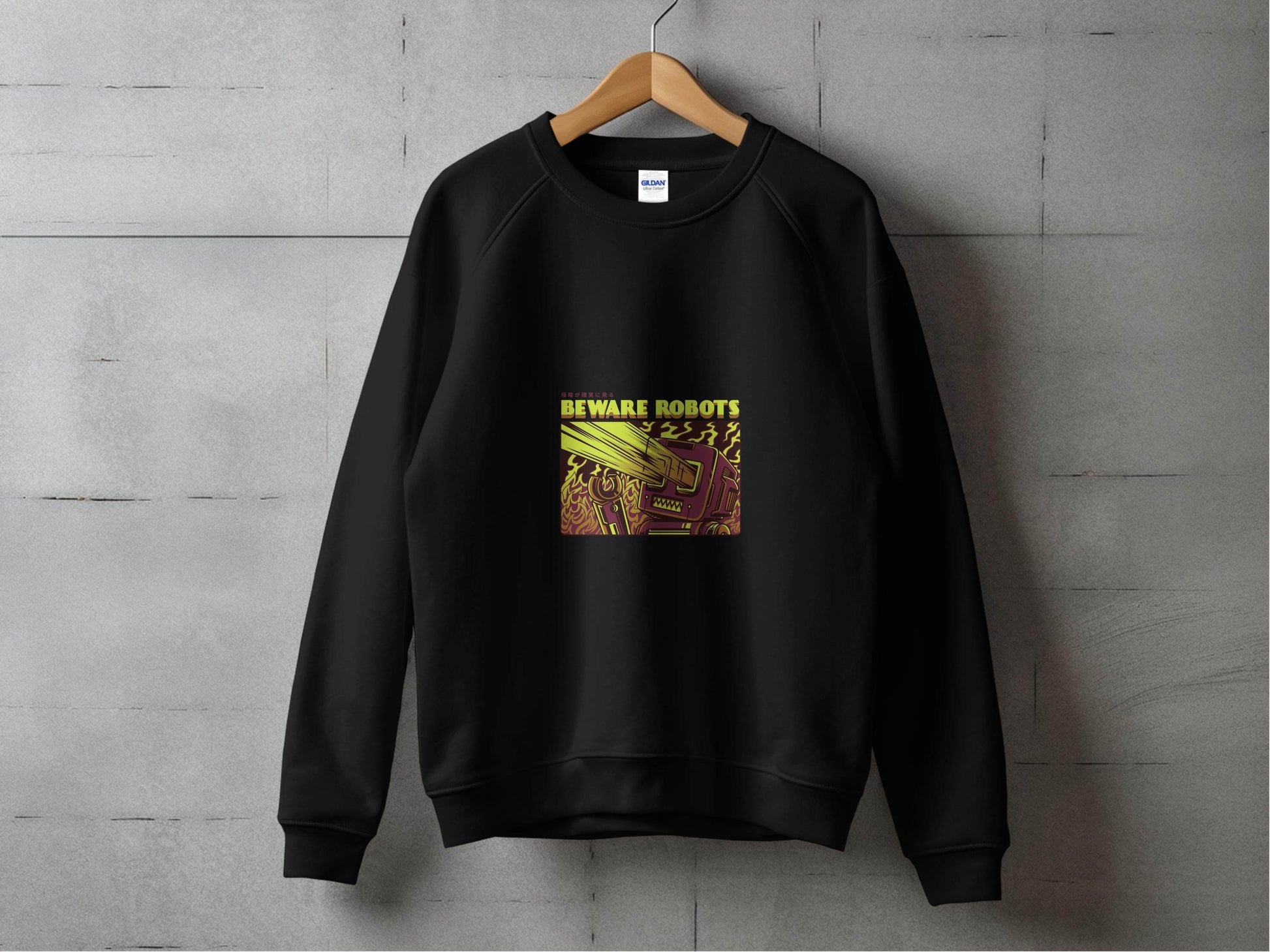 Retro Robot Invasion Graphic Beware Robots Hoodies - Design & Vybe