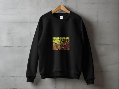 Retro Robot Invasion Graphic Beware Robots Hoodies - Design & Vybe