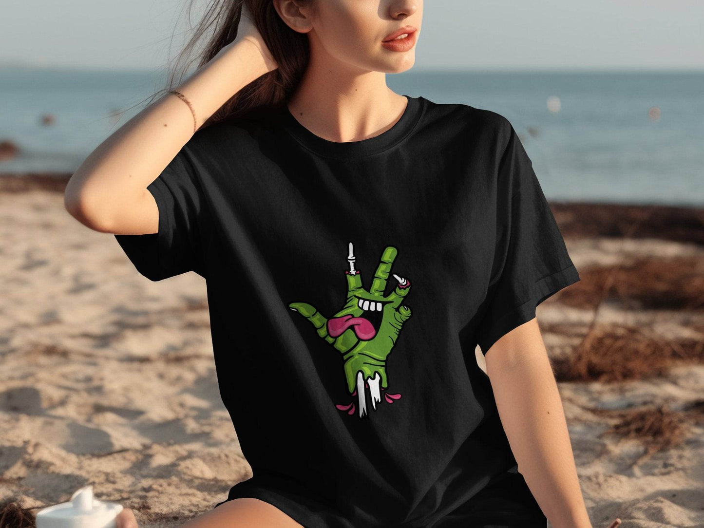 Zombie Hand Peace Sign Cool Graphic Design T-Shirt - Design & Vybe