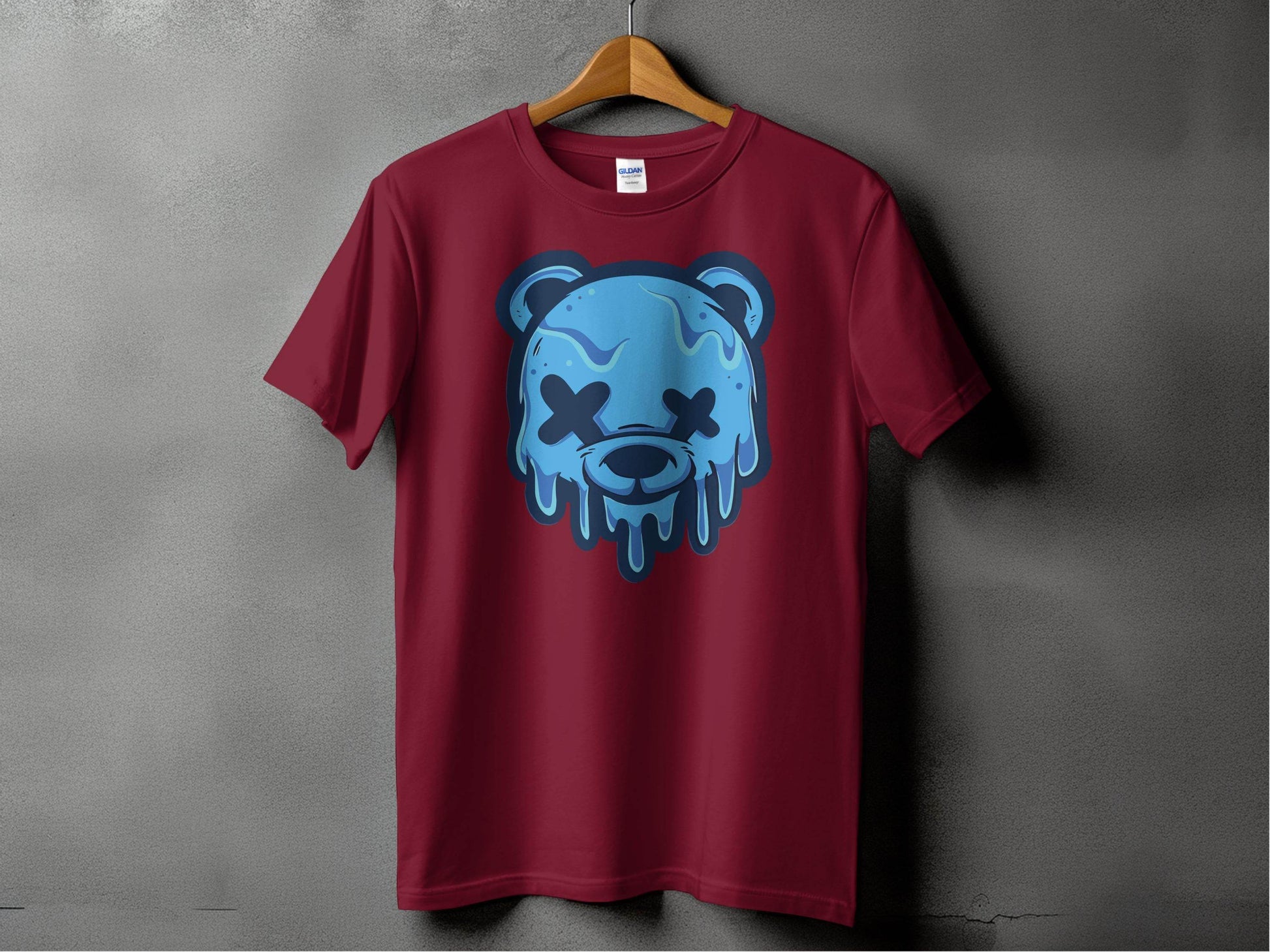Cool Blue Graffiti Melting Dead Mad Bear Graphic T-Shirt - Design & Vybe