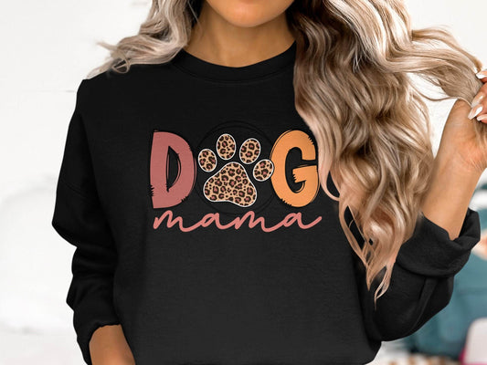 Dog Mama Paw With Leopard Print For Animal Lovers Sweater - Design & Vybe
