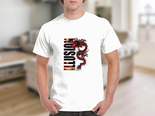 EUSTIS Dragon with Fire Text Graphic Print Design T-Shirt - Design & Vybe