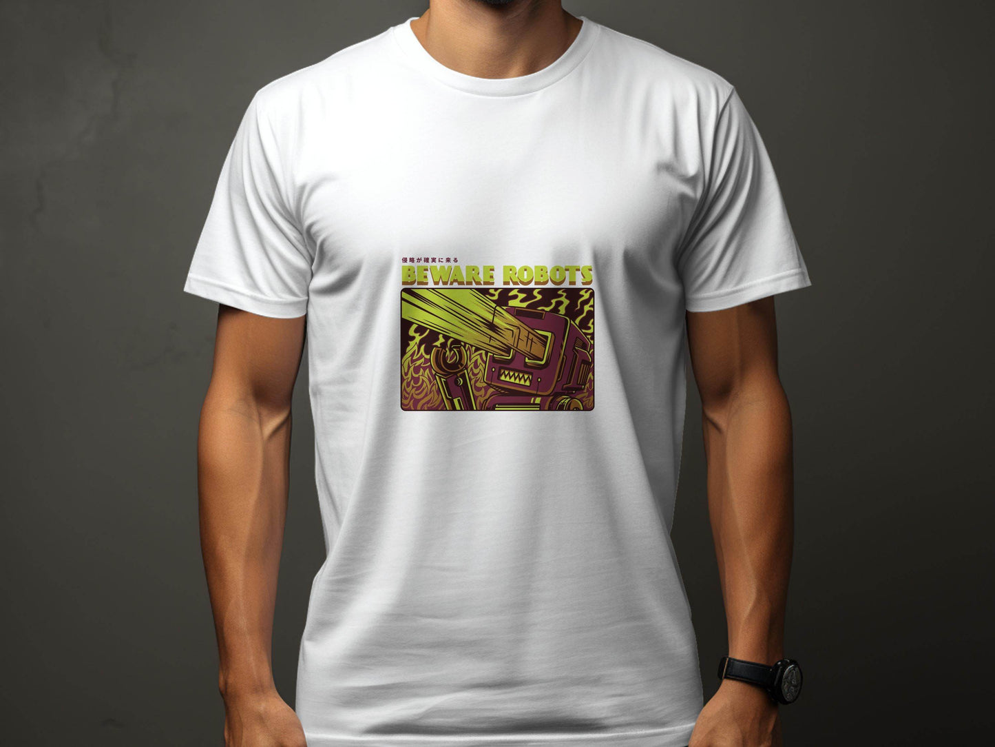 Retro Robot Invasion Graphic Beware Robots T-Shirts - Design & Vybe
