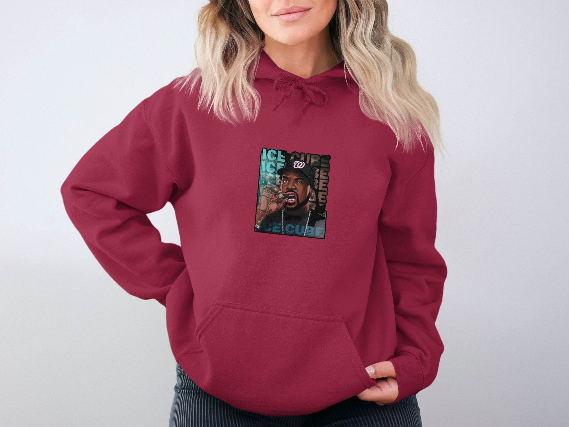 Ice Cube Smoking Cigar with Chain Portrait Art Hoodie - Design & Vybe