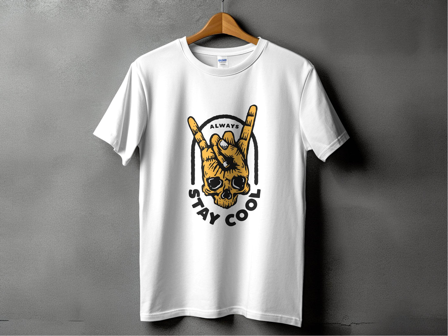 Always Stay Cool Skull Hand Gesture Illustration T-Shirt - Design & Vybe