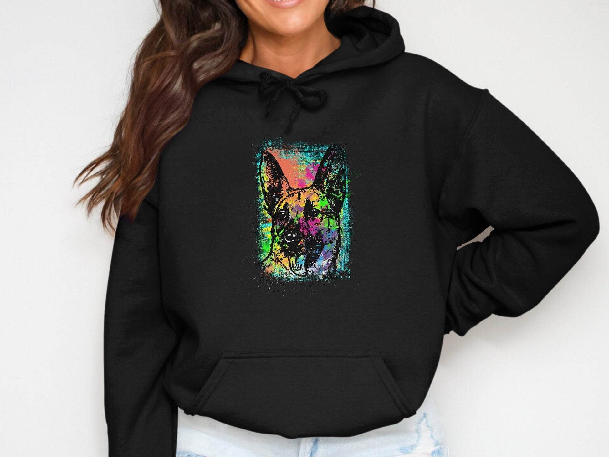 Vibrant German Shepherd Illustration Art Hoodie - Design & Vybe