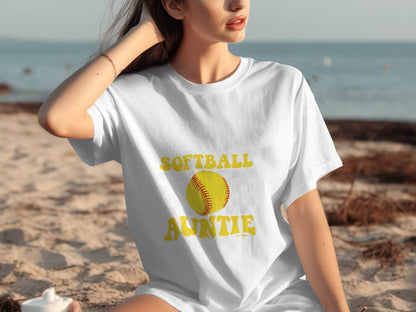In My Softball Auntie Era Groovy Retro Proud Graphic Design Image T-Shirt - Design & Vybe