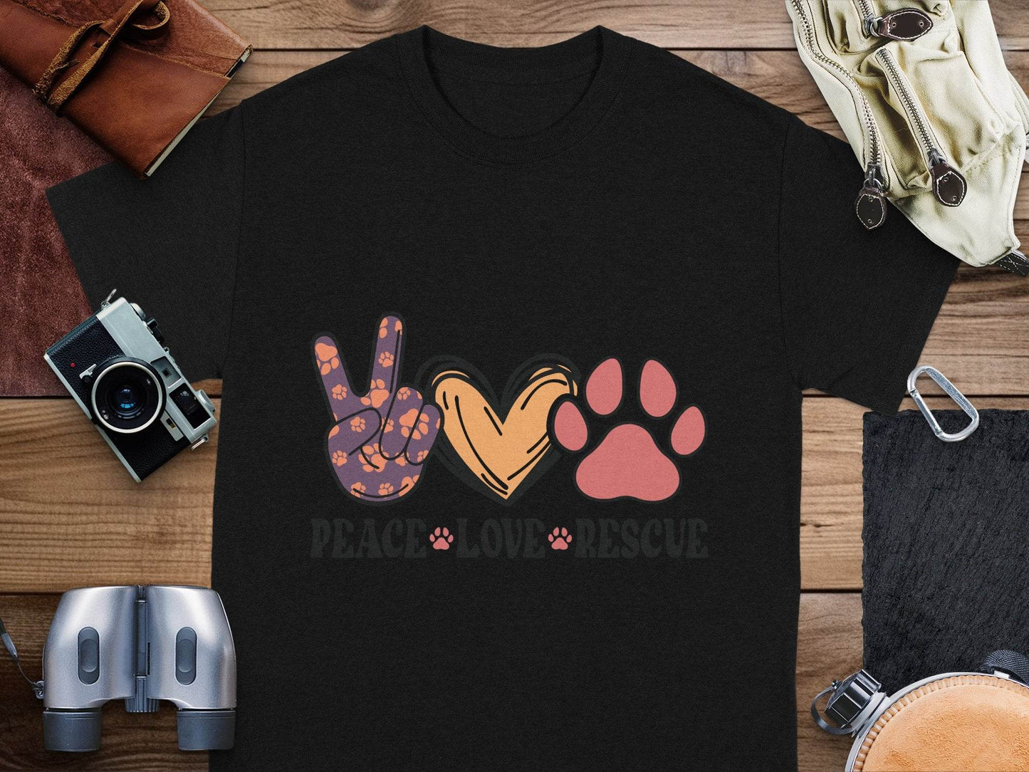Peace Love Rescue Dog Paw Heart Pet Lover Graphic T-Shirt - Design & Vybe