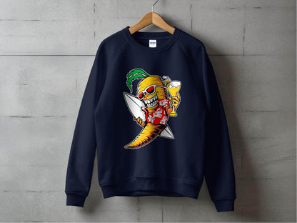 Tropical Vibes Surfboard Carrot Skeleton Graphic Sweater - Design & Vybe