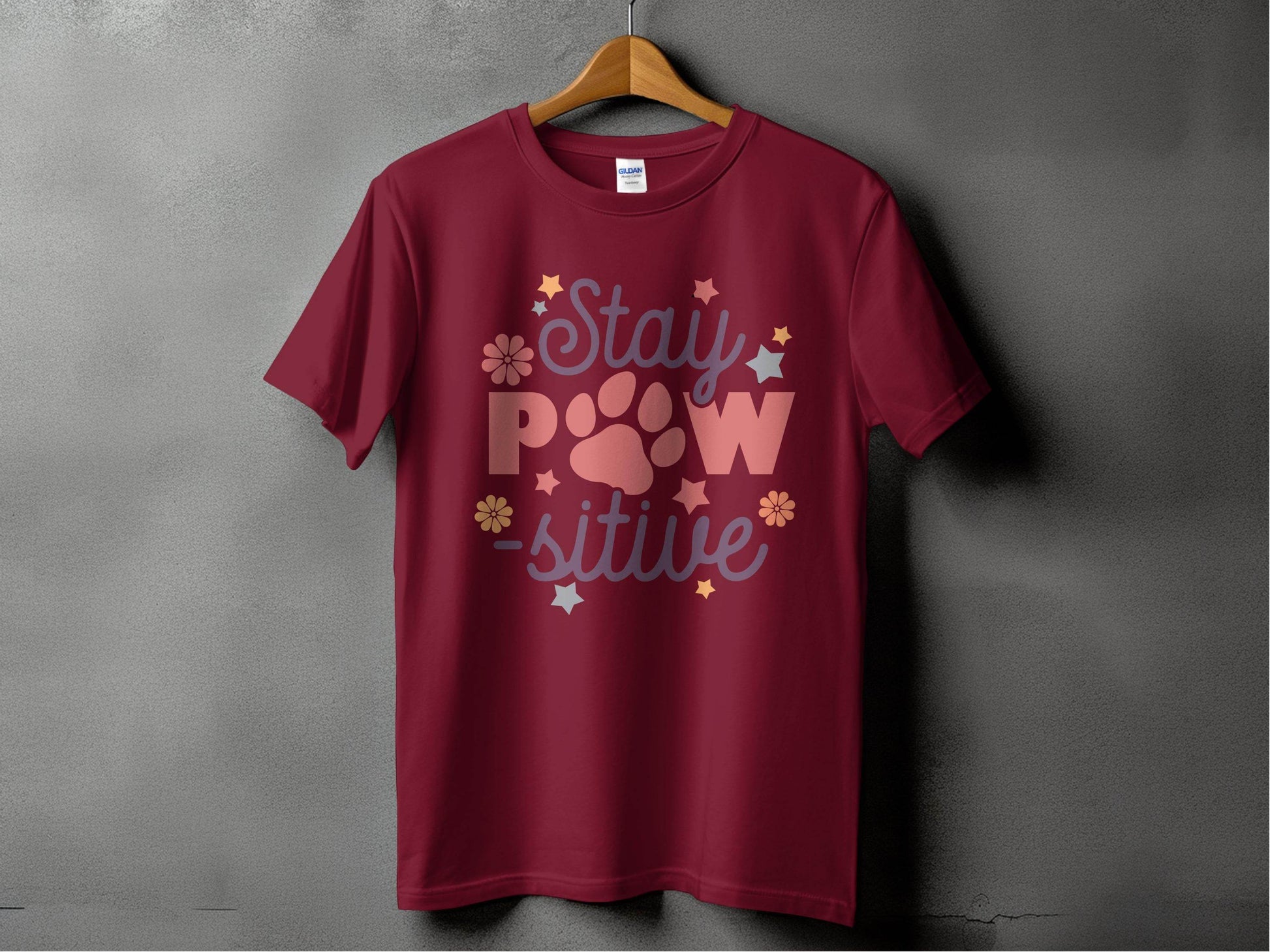 Stay Paw-sitive Pet Dog Animal Lover Graphic Design T-Shirt - Design & Vybe