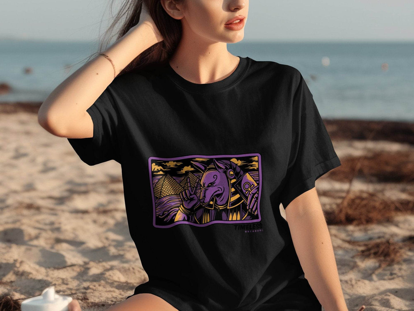 Egyptian Anubis Pharaoh with Pyramids Graphic T-Shirt - Design & Vybe