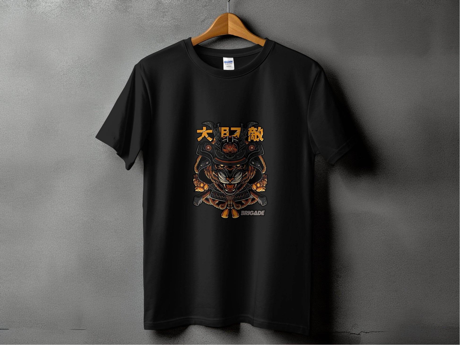 Tiger Samurai Illustration Japanese Text Graphic T-Shirt - Design & Vybe
