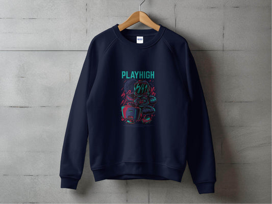 Play High Astronaut Gamer Gaming Illustration Sweater - Design & Vybe
