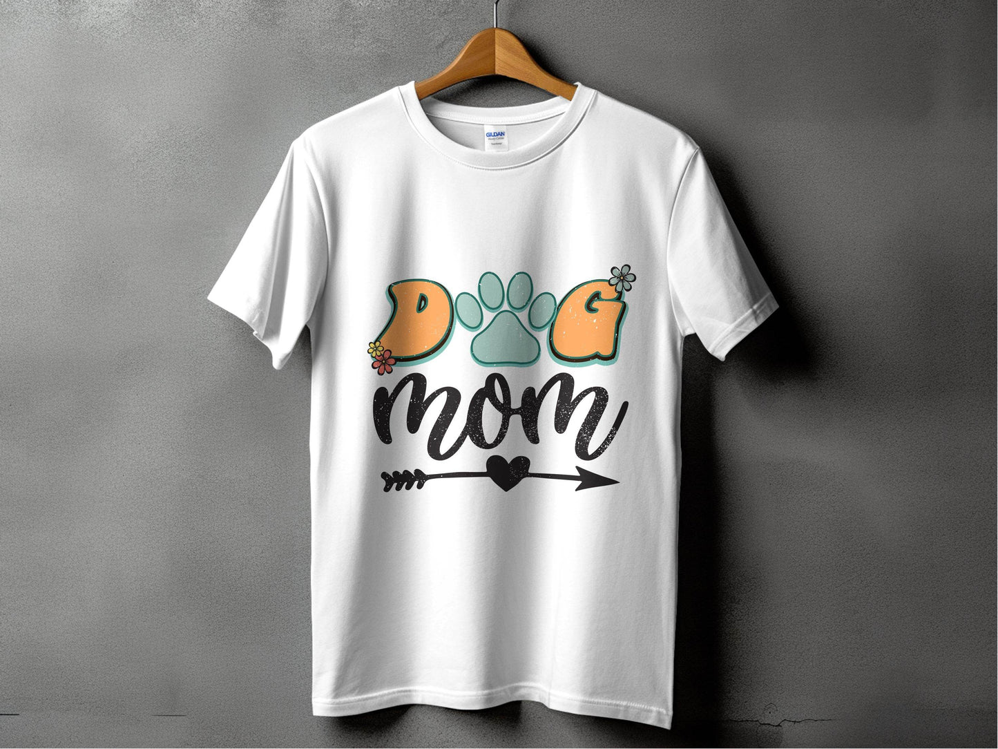 Dog Mom Retro Design Flower And Heart Arrow Graphic T-Shirt - Design & Vybe